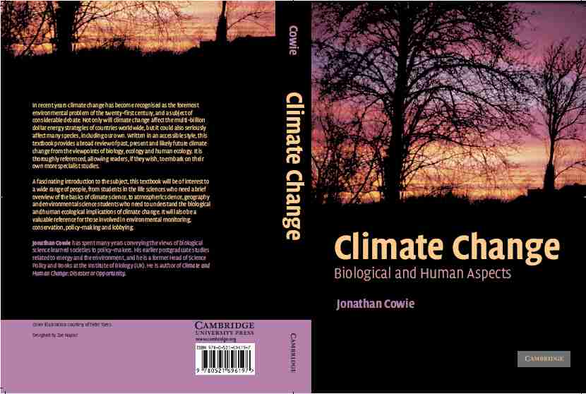 Climate Change: Biological and Human Aspects